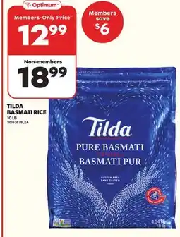 Loblaws TILDA BASMATI RICE, 10 LB offer