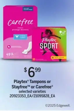 Loblaws PLAYTEX TAMPONS OR STAYFREE OR CAREFREE offer