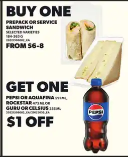 Loblaws PREPACK OR SERVICE SANDWICH, 184-363G offer