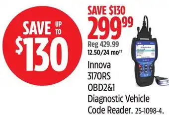 Canadian Tire Innova 3170RS OBD2&1 Diagnostic Vehicle Code Reader offer