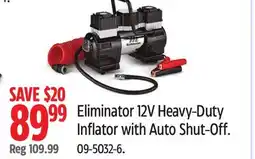 Canadian Tire Motomaster Eliminator 12V Heavy-Duty Inflator with Auto Shut-Off offer