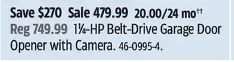 Canadian Tire 11⁄4-HP Belt-Drive Garage Door Opener with Camera offer