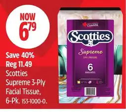 Canadian Tire Scotties Supreme 3-Ply Facial Tissue 6-Pk offer