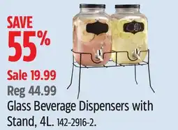 Canadian Tire Glass Beverage Dispensers with Stand, 4L offer