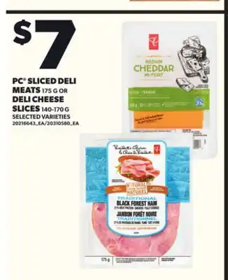 Loblaws PC SLICED DELI MEAT, 175G OR DELI CHEESE SLICES, 140-170G offer