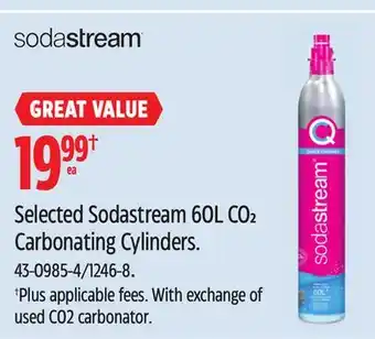 Canadian Tire SodaStream Selected Sodastream 60L CO2 Carbonating Cylinders offer