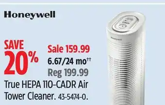 Canadian Tire Honeywell True HEPA 110-CADR Air Tower Cleaner offer