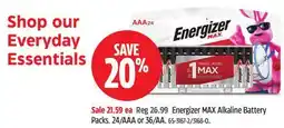 Canadian Tire Energizer MAX Alkaline Battery Packs offer