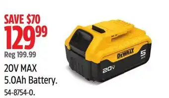 Canadian Tire DEWALT 20V MAX 5.0Ah Battery offer