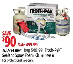 Canadian Tire FROTH-PACK Sealant Spray Foam Kit offer