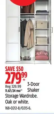 Canadian Tire Sauder Storage Wardrobe. Oak or white offer