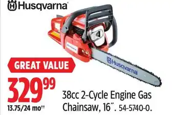 Canadian Tire Husqvarna 38cc 2-Cycle Engine Gas Chainsaw offer