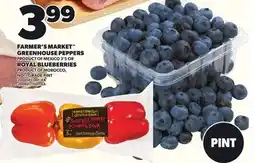 Loblaws FARMER'S MARKET GREENHOUSE PEPPERS 3'S OR ROYAL BLUEBERRIES, PINT offer