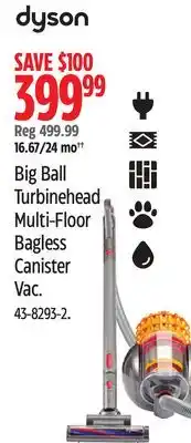 Canadian Tire Dyson Big Ball Turbinehead Multi-Floor Bagless Canister Vac offer