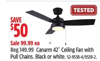 Canadian Tire Canarm 42˝ Ceiling Fan with Pull Chains. Black or white offer