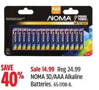 Canadian Tire NOMA 30/AAA Alkaline Batteries offer