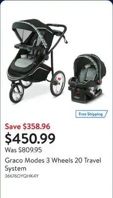 Walmart Graco Modes 3 Wheels 20 Travel System offer