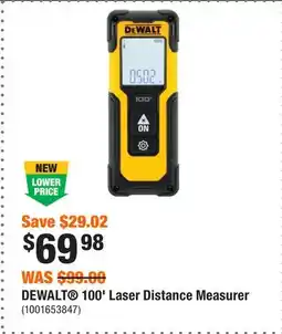 Home Depot DEWALT 100' Laser Distance Measurer offer