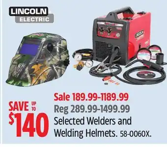 Canadian Tire Lincoln Selected Welders and Welding Helmets offer