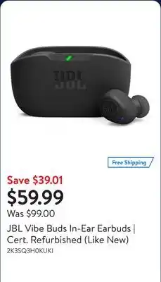 Walmart JBL Vibe Buds In-Ear Earbuds | Cert. Refurbished (Like New) offer