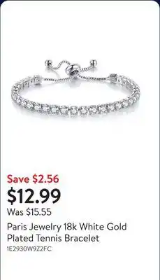 Walmart Paris Jewelry 18k White Gold Plated Tennis Bracelet offer