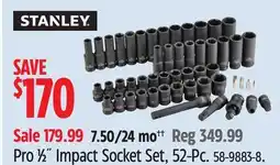 Canadian Tire Stanley Pro 1⁄2˝ Impact Socket Set, 52-Pc offer