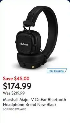 Walmart Marshall Major V OnEar Bluetooth Headphone Brand New Black offer