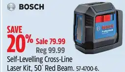 Canadian Tire Bosch Self-Levelling Cross-Line Laser Kit, 50´ Red Beam offer