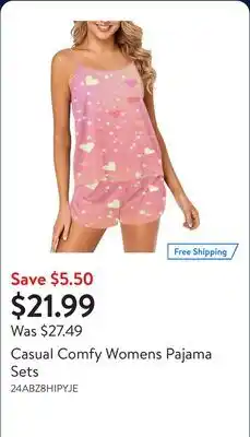 Walmart Casual Comfy Womens Pajama Sets offer