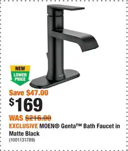 Home Depot EXCLUSIVE MOEN Genta Bath Faucet in Matte Black offer