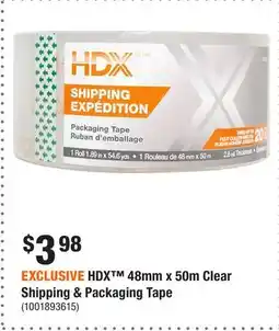 Home Depot EXCLUSIVE HDX 48mm x 50m Clear Shipping & Packaging Tape offer