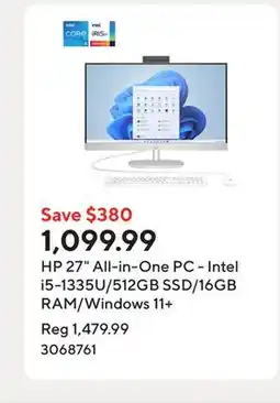 Staples HP 27 All-in-One PC - Intel i5-1335U/512GB SSD/16GB RAM/Windows 11+ offer