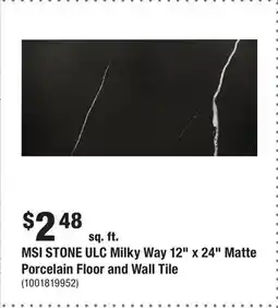 Home Depot MSI STONE ULC Milky Way 12 x 24 Matte Porcelain Floor and Wall Tile offer