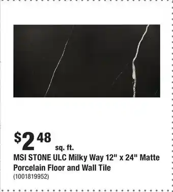 Home Depot MSI STONE ULC Milky Way 12 x 24 Matte Porcelain Floor and Wall Tile offer