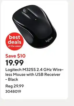 Staples Logitech M325S 2.4 GHz Wireless Mouse with USB Receiver - Black offer