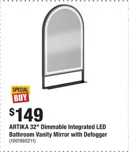 Home Depot ARTIKA 32 Dimmable Integrated LED Bathroom Vanity Mirror with Defogger offer