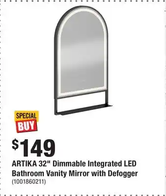 Home Depot ARTIKA 32 Dimmable Integrated LED Bathroom Vanity Mirror with Defogger offer