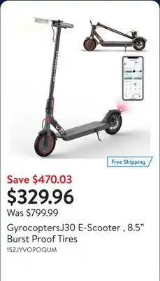 Walmart GyrocoptersJ30 E-Scooter , 8.5 Burst Proof Tires offer