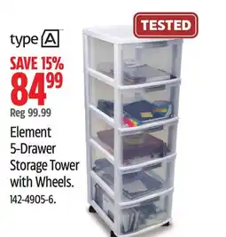 Canadian Tire TESTED Element 5-Drawer Storage Tower with Wheels offer