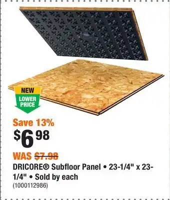 Home Depot DRICORE Subfloor Panel • 23-1/4 x 23-1/4 • Sold by each offer