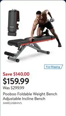 Walmart Pooboo Foldable Weight Bench Adjustable Incline Bench offer