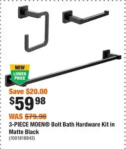 Home Depot 3-PIECE MOEN Bolt Bath Hardware Kit in Matte Black offer