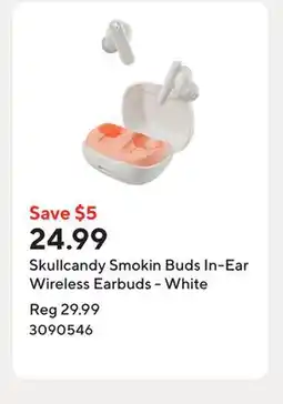 Staples Skullcandy Smokin Buds In-Ear Wireless Earbuds - White offer