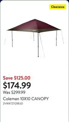 Walmart Coleman 10X10 CANOPY offer