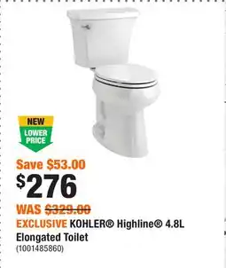 Home Depot EXCLUSIVE KOHLER Highline 4.8L Elongated Toilet offer