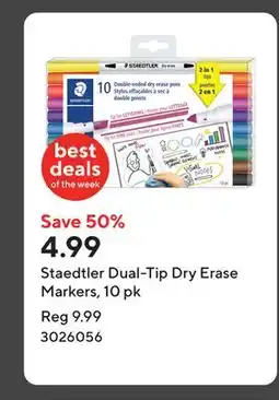 Staples Staedtler Dual-Tip Dry Erase Markers, 10 pk offer