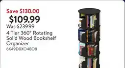 Walmart 4 Tier 360° Rotating Solid Wood Bookshelf Organizer offer