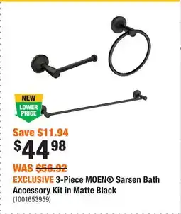 Home Depot EXCLUSIVE 3-Piece MOEN Sarsen Bath Accessory Kit in Matte Black offer