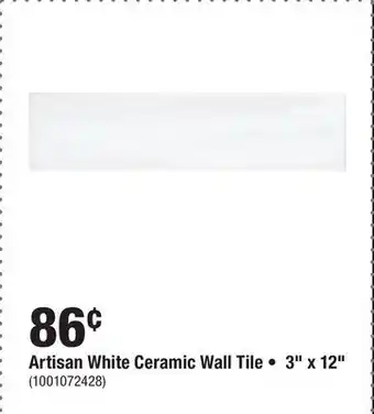 Home Depot Artisan White Ceramic Wall Tile • 3 x 12 offer