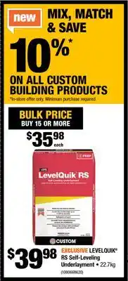 Home Depot LEVELQUIK RS Self-Leveling Underlayment offer